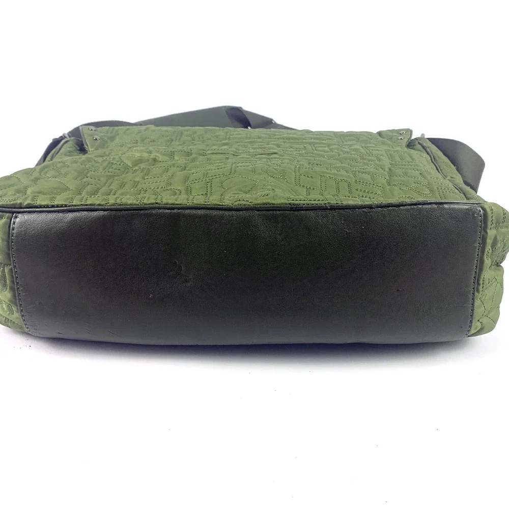 R & Em Green Quilted Messenger‎ Bag Studded Trim School Computer Sling SEE/READ